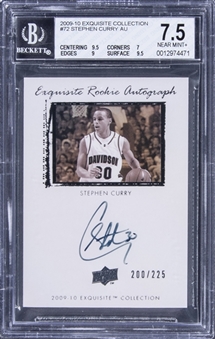 2009-10 UD "Exquisite Collection" #72 Stephen Curry Signed Rookie Card (#200/225) - BGS NM+ 7.5/BGS 9